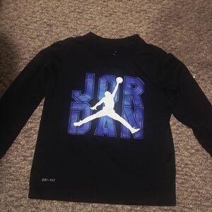 Jordan Kids Black and Blue Long Sleeve Tee